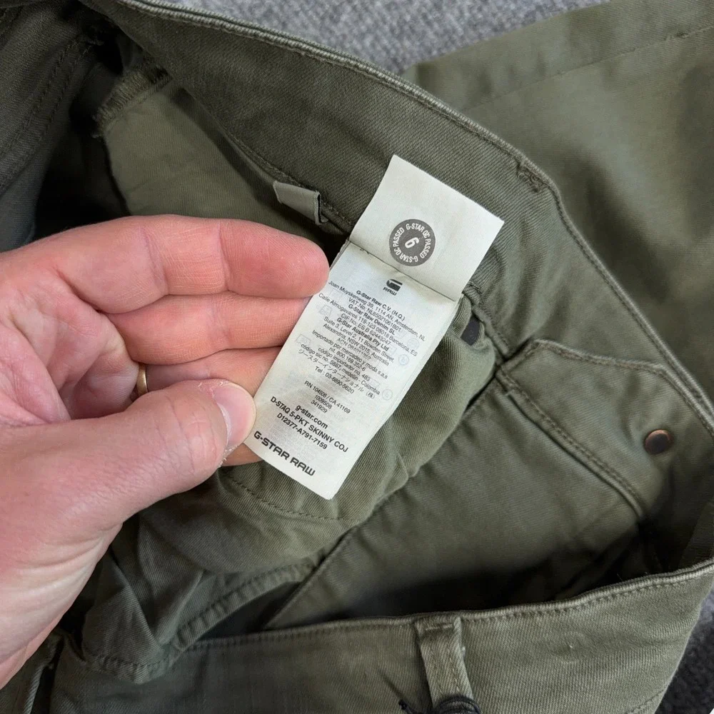 G-Star RAW D-Staq Jeans Mens 40x36 Dark Shamrock Olive Green 5 Pocket Skinny Fit